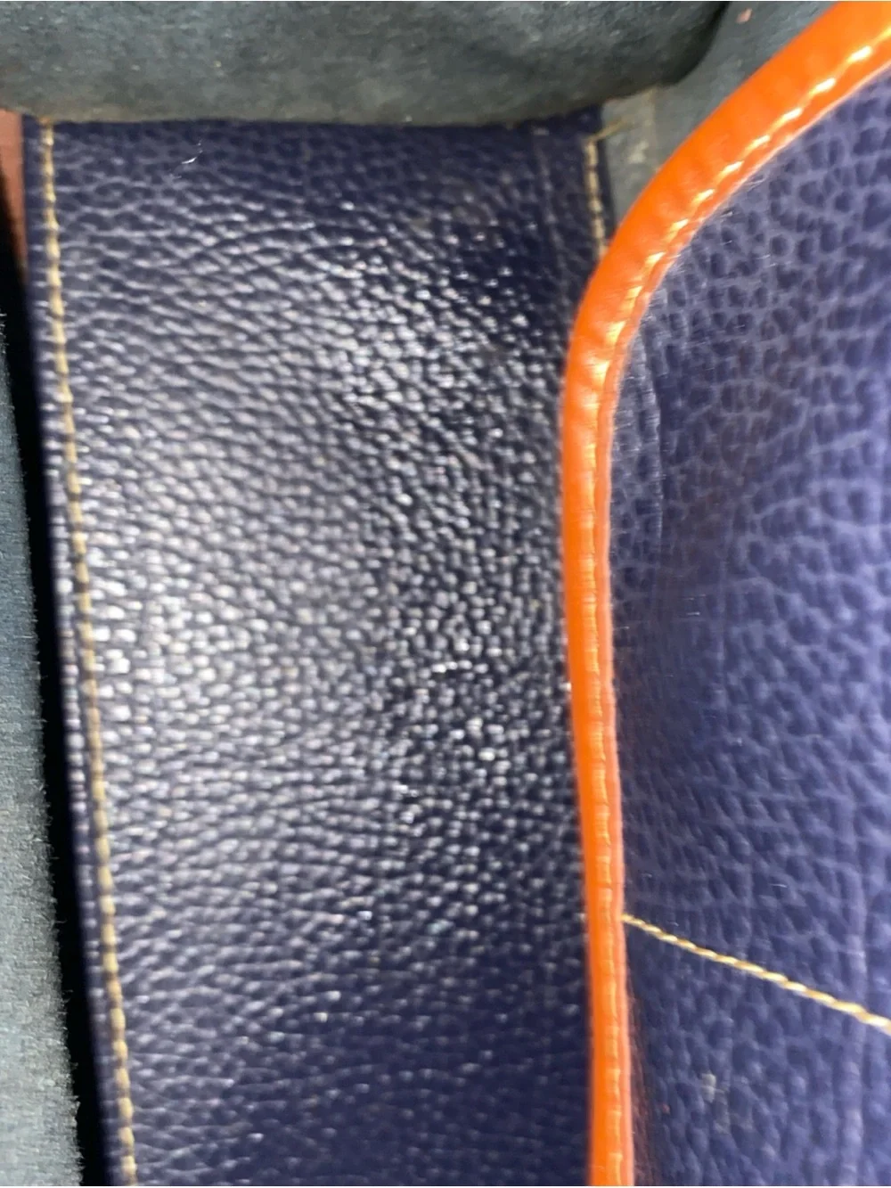 Dooney & Bourke Navy and Brown Pebbled Leather Satchel